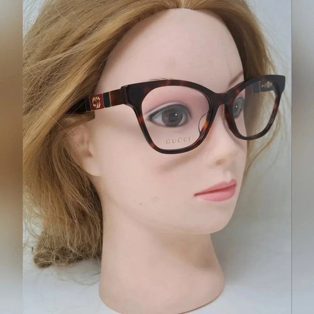 NWT Gucci Women's Eye Glasses  Frames Cat Eye Dark Havana Gold GG0600O 54-18-140 - Picture 16 of 16